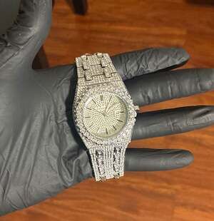 Men's Luxury Silver Iced Out Hip Hop Watch